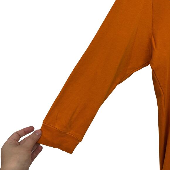 Y2K Orange Henley Top Coquette XL 3/4 Sleeve V Neck Layering Minimalist Cozy - Picture 3 of 5